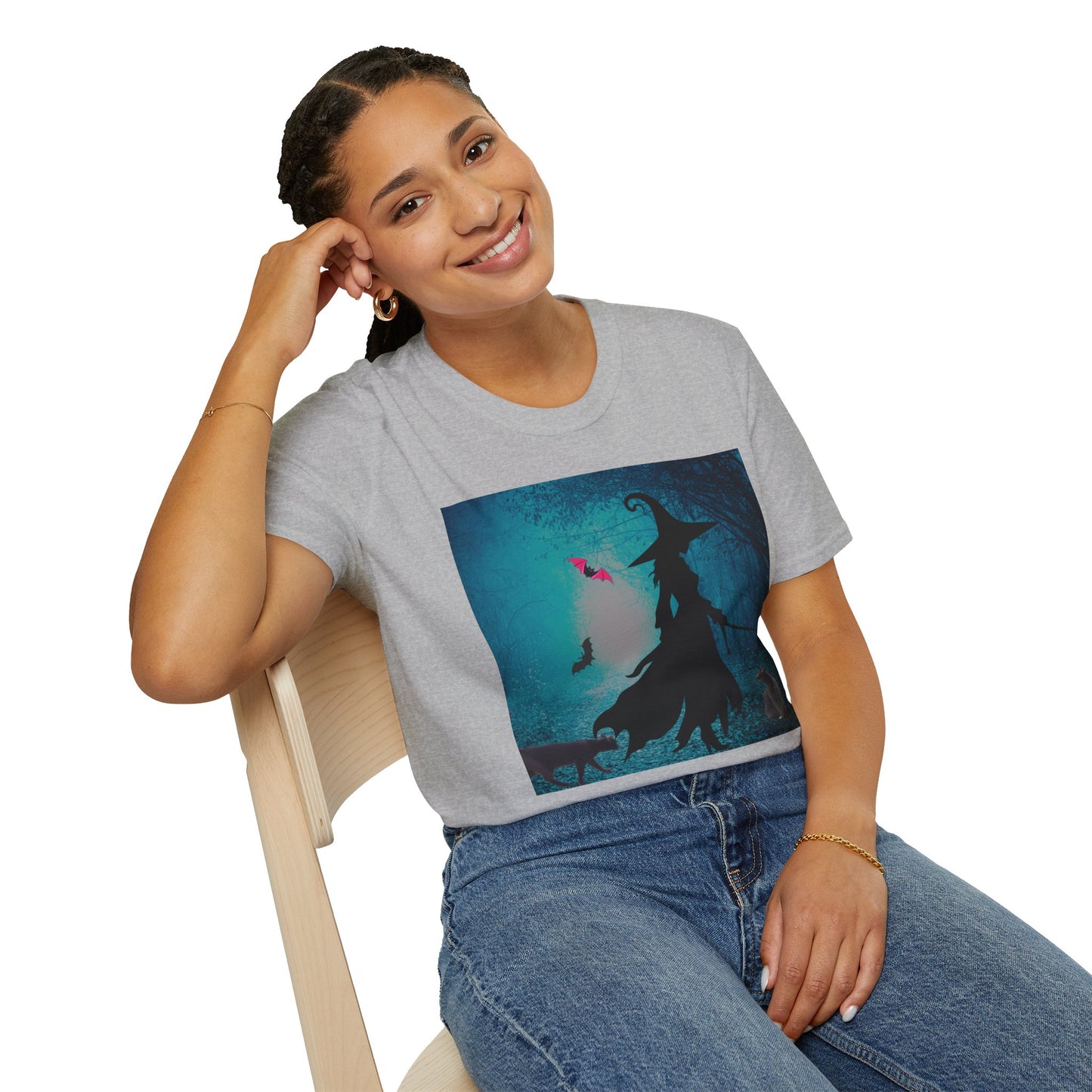 Magical Witch Art T-Shirt, Halloween Tee, Witchy Apparel, Gift for Her, Cute Graphic Shirt, Soft Unisex T-Shirt