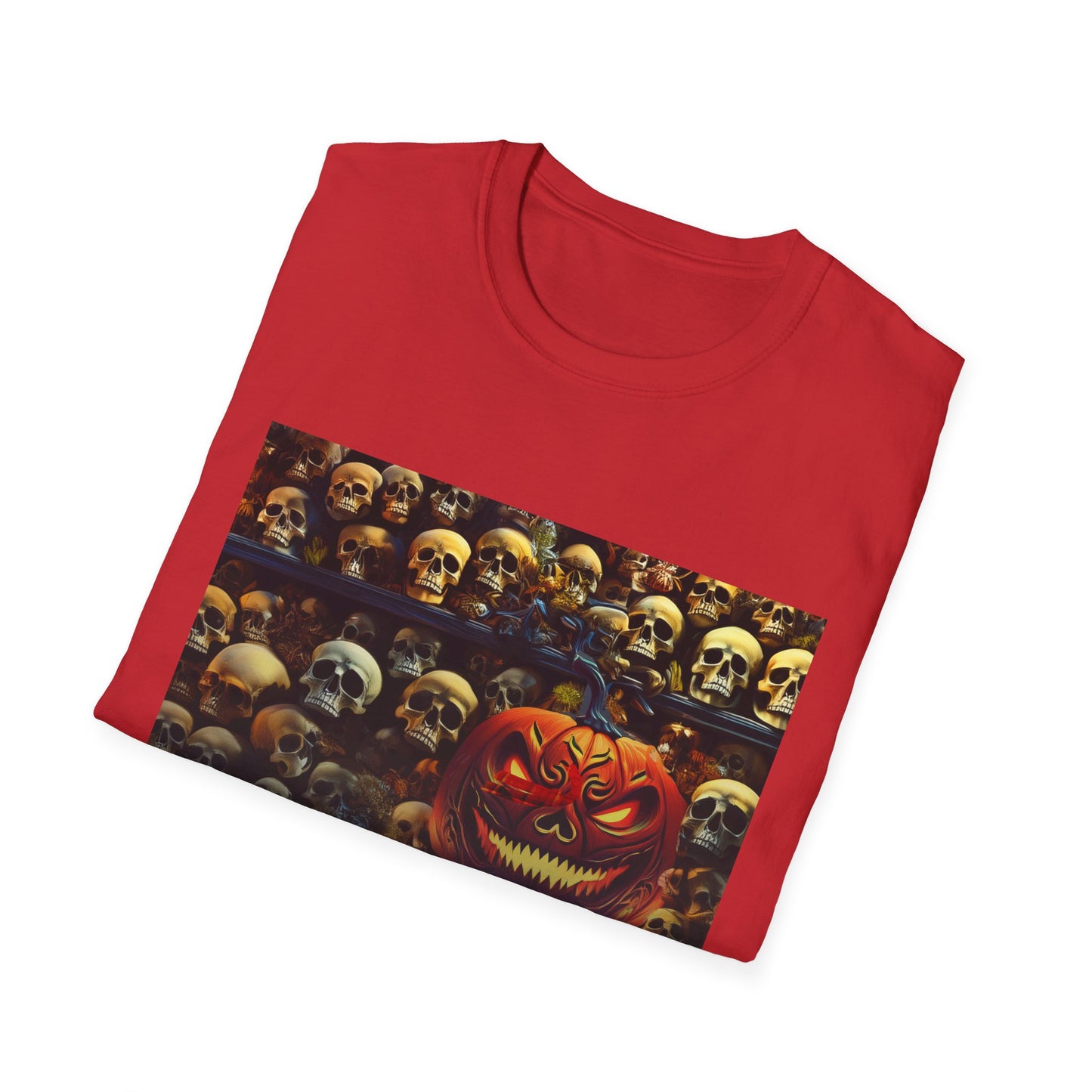 Halloween Dead Mans Party Tee, Unisex Softstyle T-Shirt, Skull Graphic Shirt, Casual Halloween Outfit, Spooky Season Apparel, Horror Fan Gift