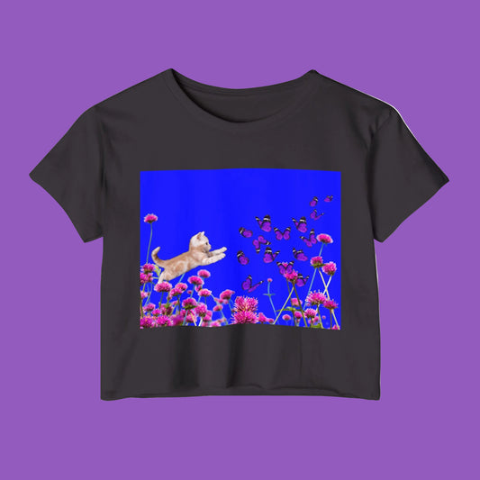 KITTY AND BUTTERFLIES Festival Crop Top
