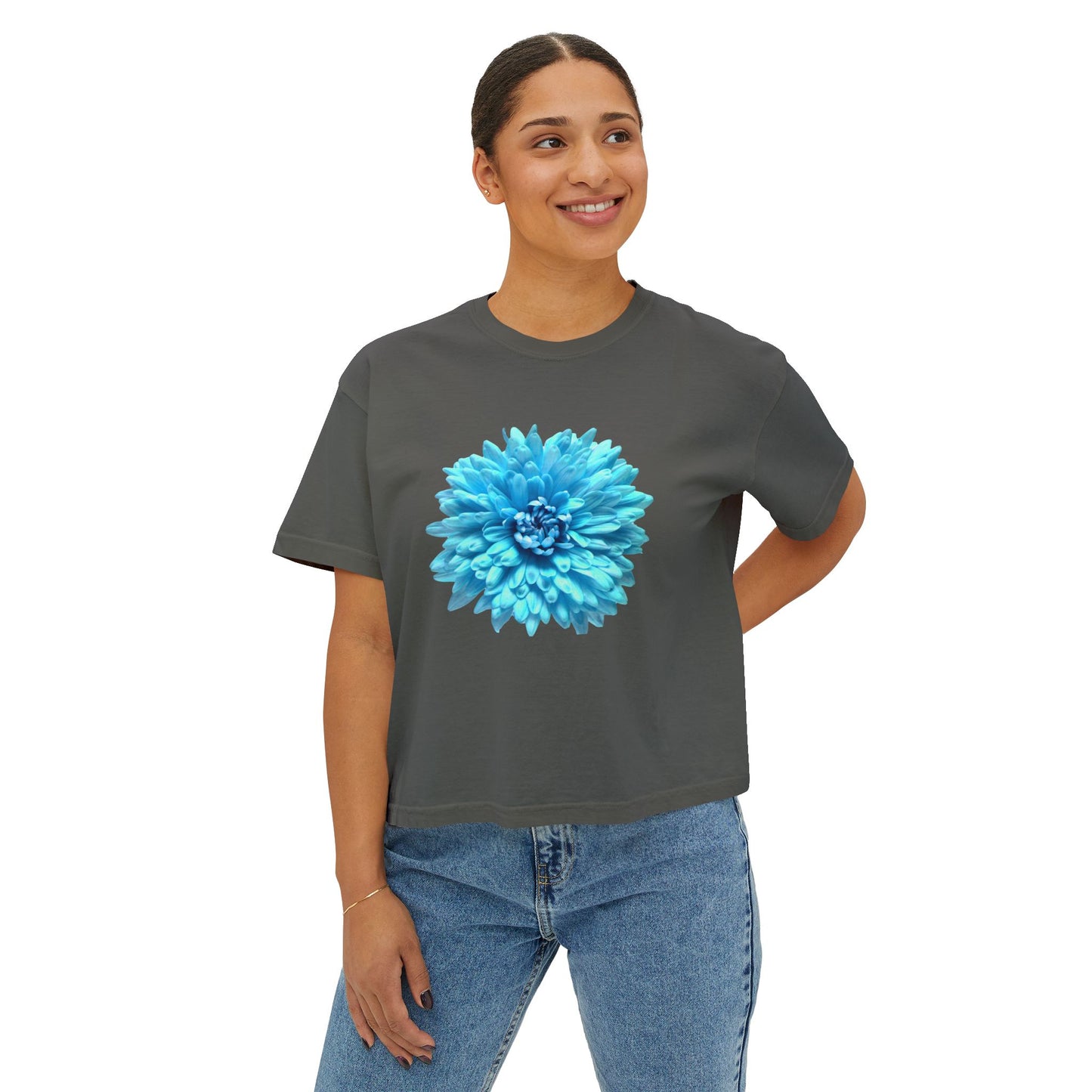 Floral Women's Boxy Tee, Casual Summer T-Shirt, Boho Chic Top, Gift for Her, Trendy Graphic Tee