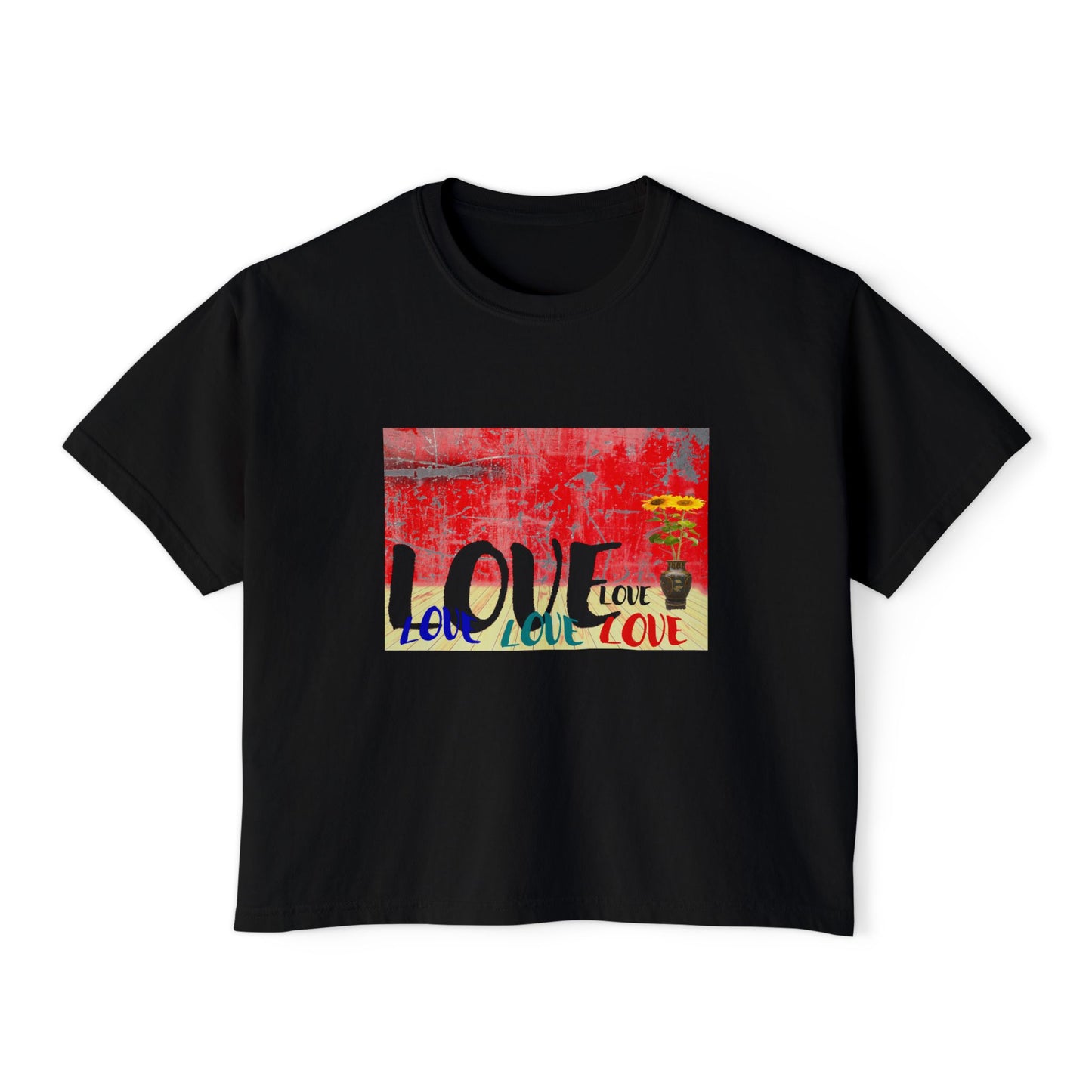 Colorful Love Boxy Tee, Women's Love T-Shirt, Casual Everyday Wear, Gift for Her, Summer Fashion Piece