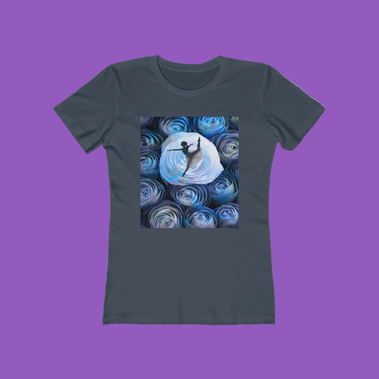 Blue Faded Roses Ballerina and The Boyfriend Tee for Women