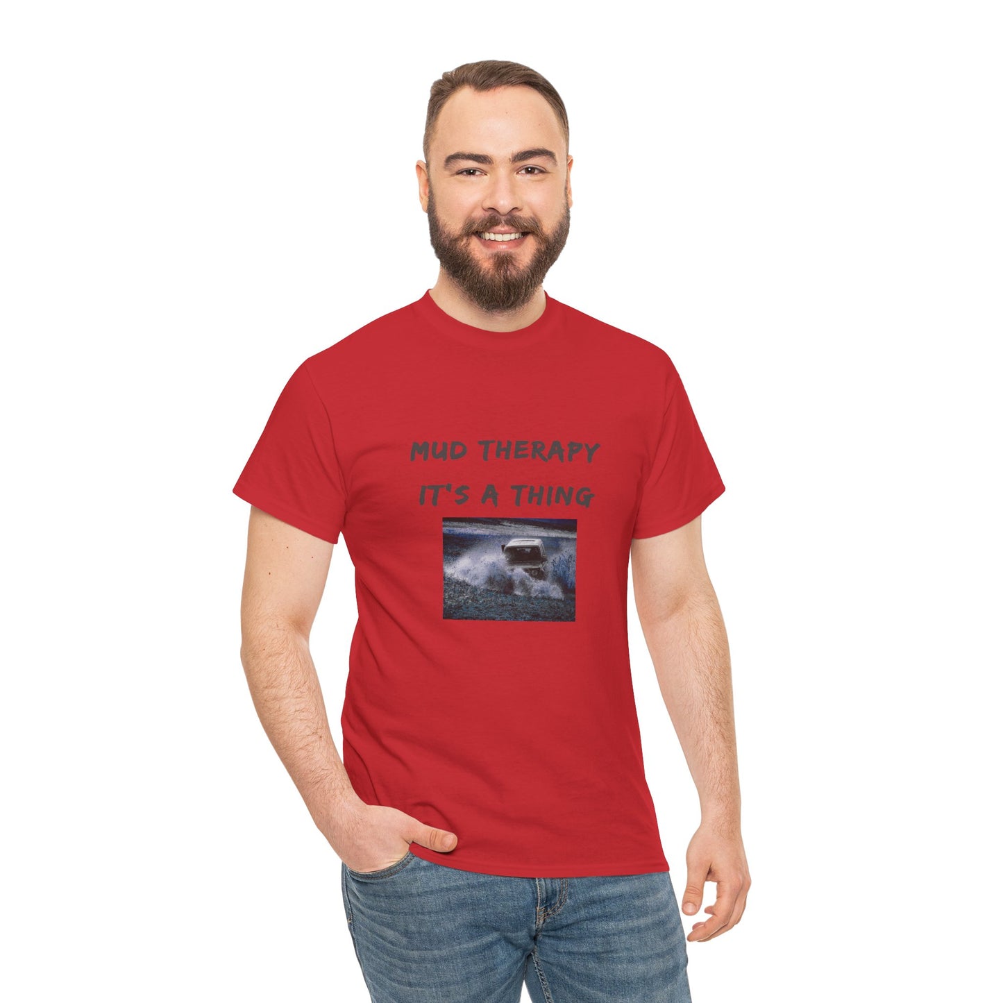 Mud Therapy 4 wheeling Unisex Heavy Cotton Tee - Perfect for Self-Care Days, Casual Outings, Gift for Friends, Summer Wear, Humor Apparel