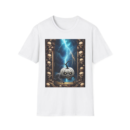 Spooky Skull Pumpkin Crawls from Frame T-Shirt, Halloween Shirt, Unisex Graphic Tee, Casual Halloween Wear, Fall Fashion