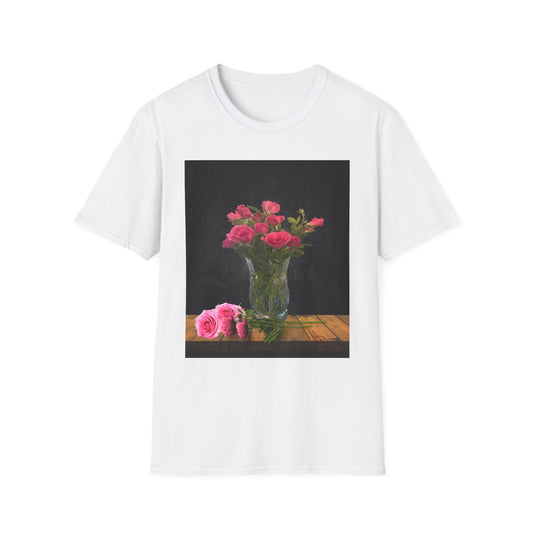 Floral Long Stemmed Red Roses Bouquet T-Shirt, Softstyle Tee Inspired by Nature, Gift for Garden Lovers, Spring/Summer Fashion, Flowers Design
