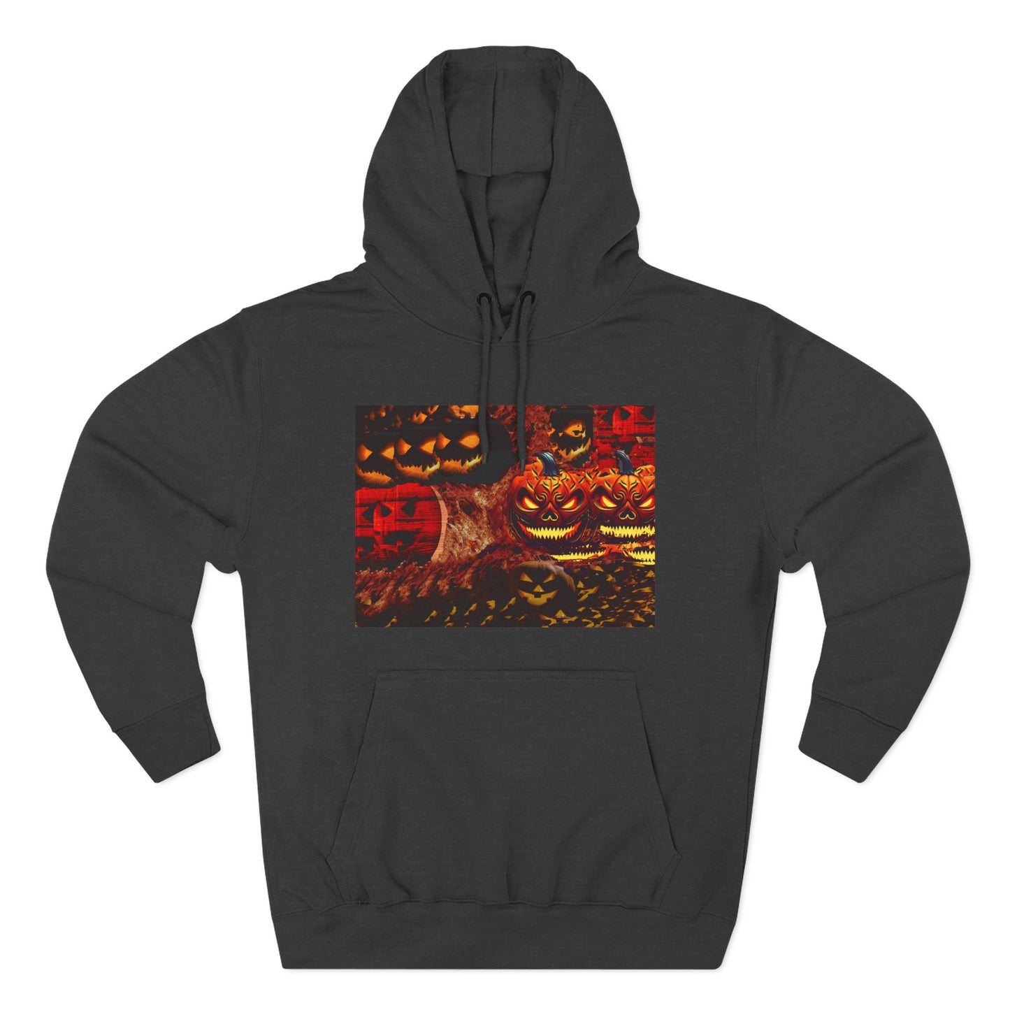Halloween Distorted Pumpkin Three-Panel Fleece Hoodie