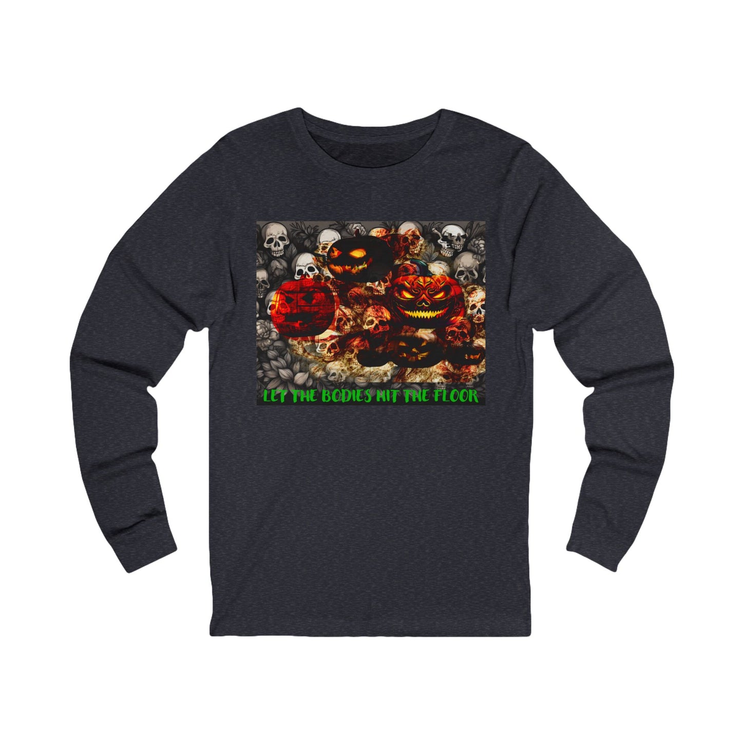 Spooky Halloween Bodies Hit the Floor Long Sleeve Tee, Perfect for Fall, Costume Parties, and Autumn Gatherings, Unique Graphic Tee, Unisex Apparel