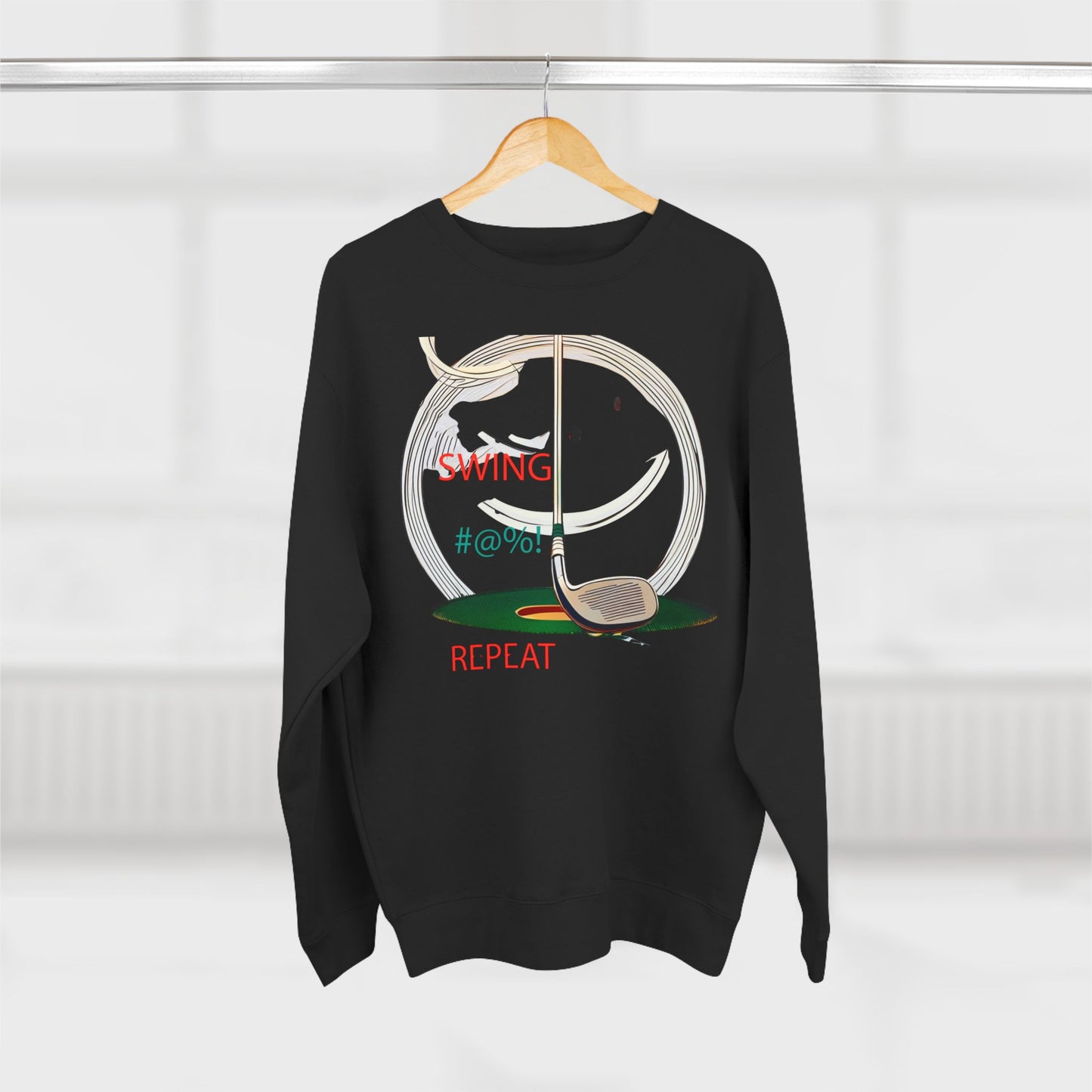 Golf Lover's Swing Unisex Crewneck Sweatshirt: Swing, Repeat, Perfect for Gifts, Sports Enthusiasts, Casual Wear, and Holidays