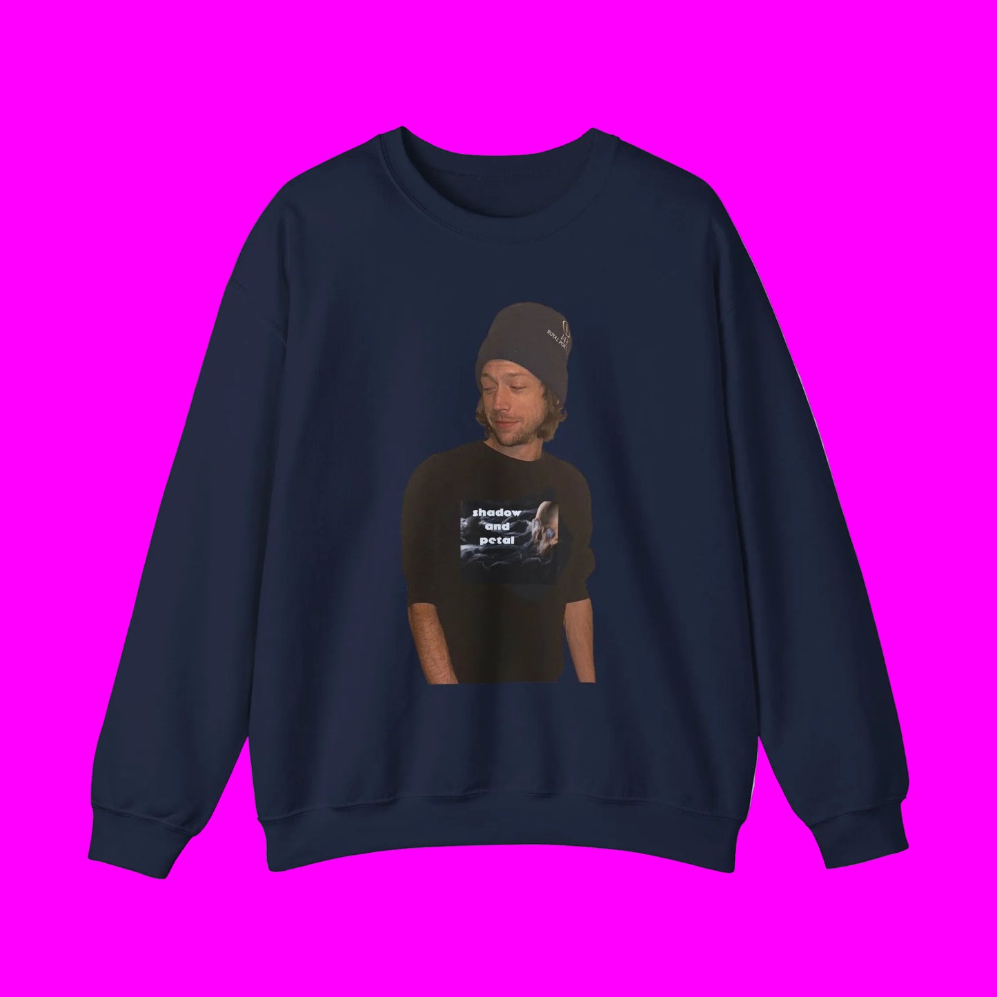 Photo Print Crewneck Sweatshirt — Retro Portrait Graphic with Text