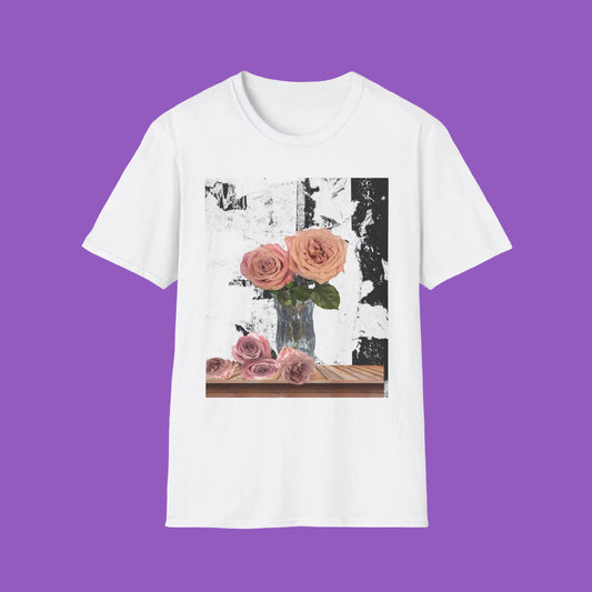 Original Floral Vintage T-Shirt, Softstyle Tee with Roses Design-Bohemian Style