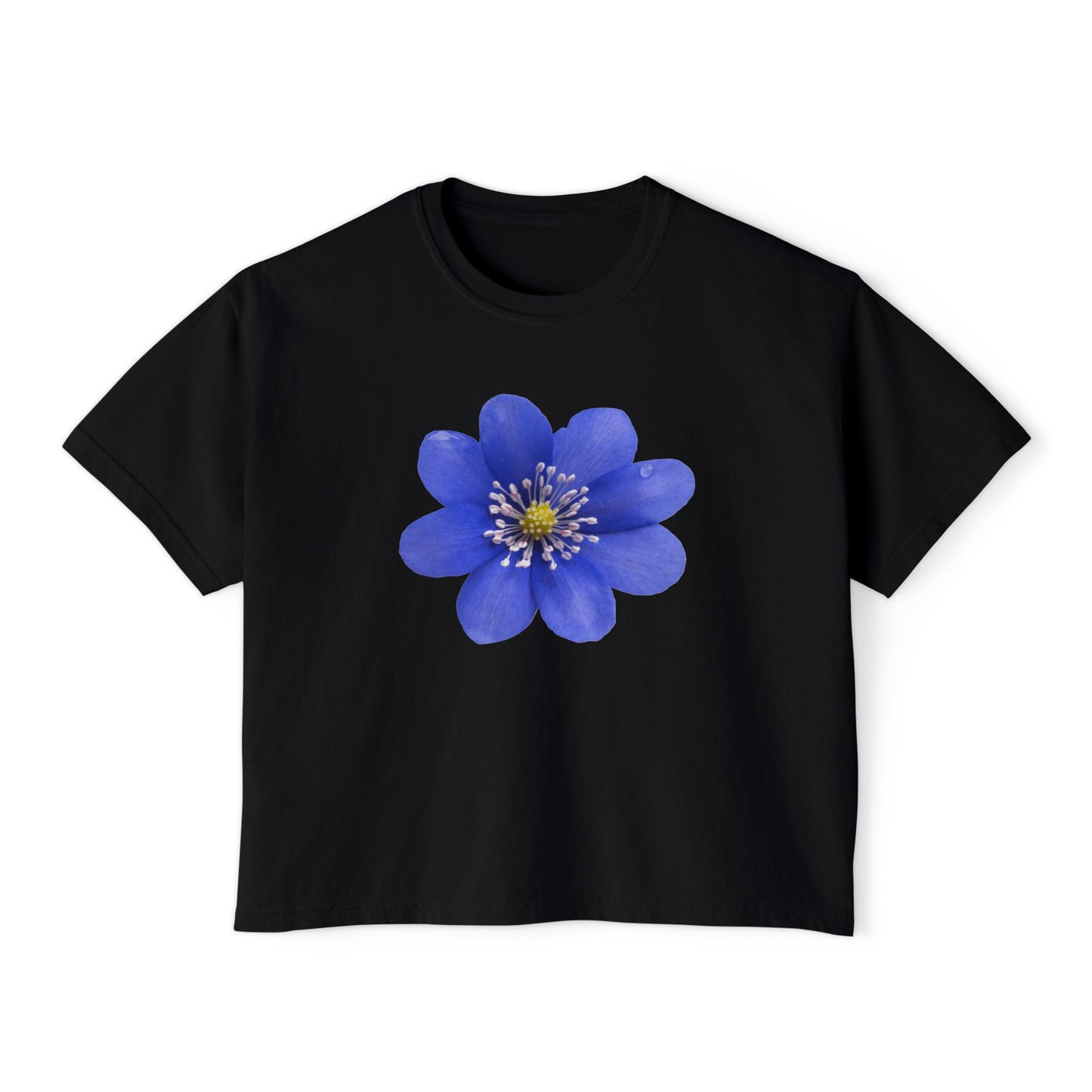 Botanical Women's Boxy Tee, Floral Crop Top, Casual Summer Wear, Gift for Her, Nature Lover Shirt