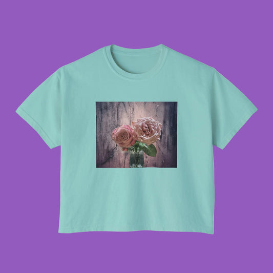 Floral Original Roses Boxy Tee-Boho Vibes