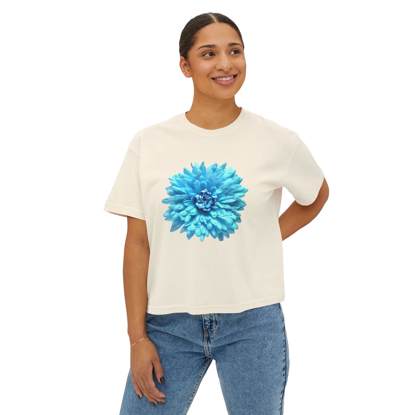 Floral Women's Boxy Tee, Casual Summer T-Shirt, Boho Chic Top, Gift for Her, Trendy Graphic Tee