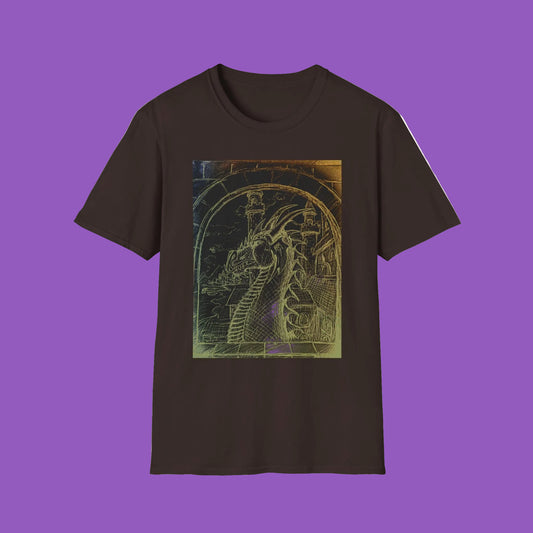 Dragon Arch T-Shirt — Vintage Line Art Fantasy Tee