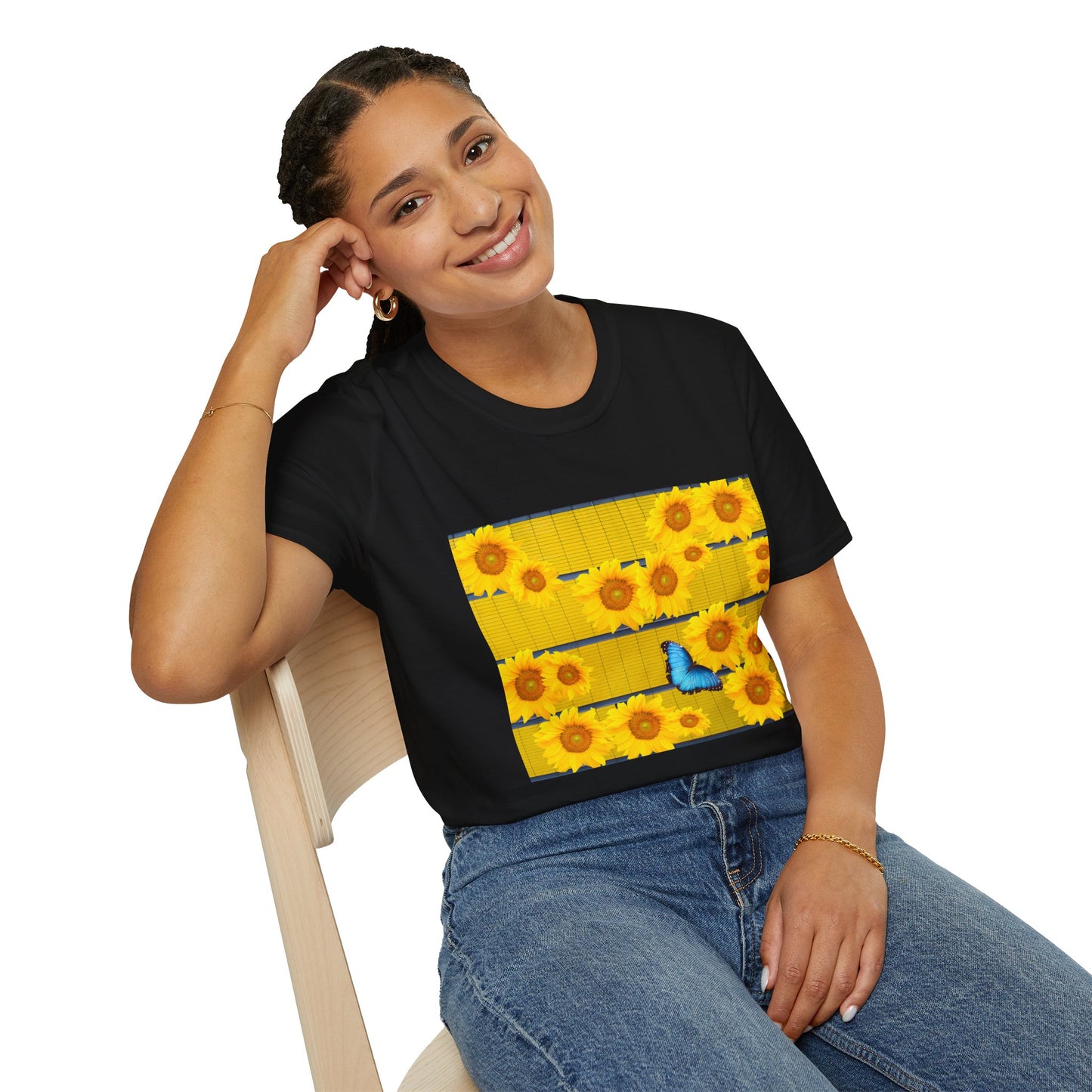 Sunflower & Butterfly Unisex T-Shirt | Floral Graphic Tee, Summer Fashion, Nature Lover Gift, Cute Casual Wear, Birthday Present