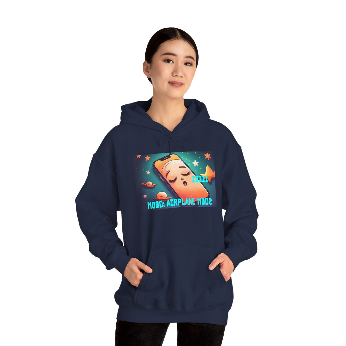 Hooded Sweatshirt - Airplane Mode Mood Sleeping Phone