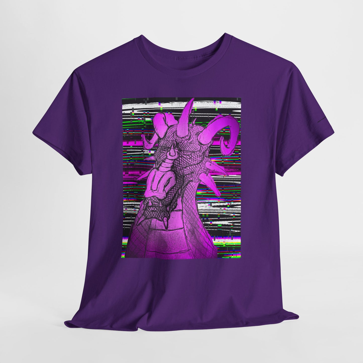 Vaporwave Dragon T-Shirt — Glitch Art Neon Purple Dragon Tee