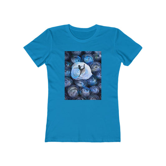 Blue Faded Roses Ballerina and The Boyfriend Tee for Women