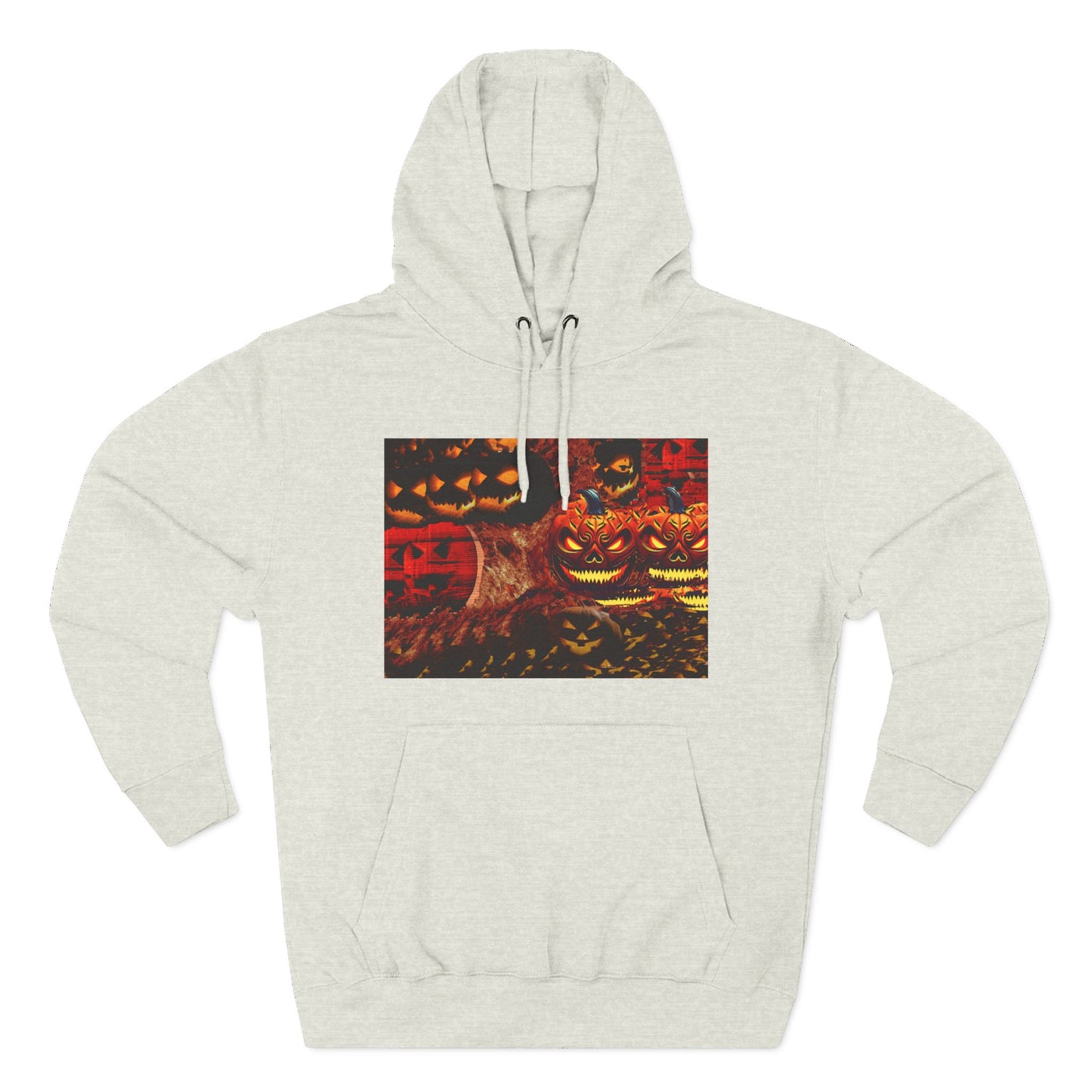 Halloween Distorted Pumpkin Three-Panel Fleece Hoodie