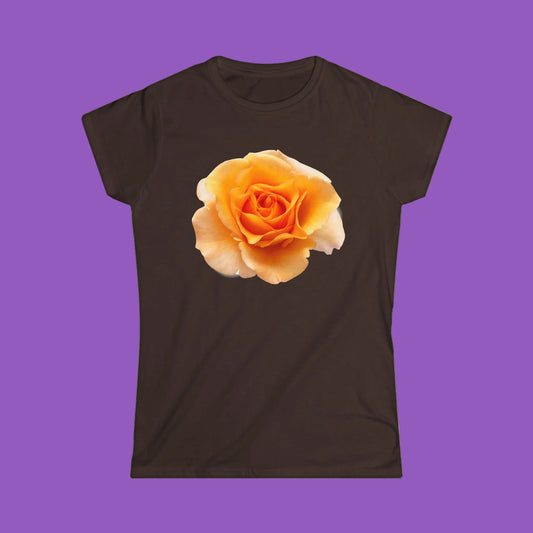 Single Peach Rose Floral T-Shirt - Softstyle Tee