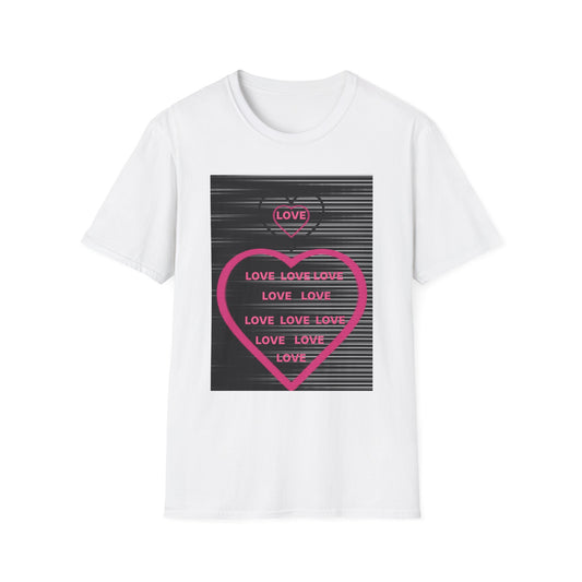 Love Heart Graphic T-Shirt — Neon Pink Retro Lines