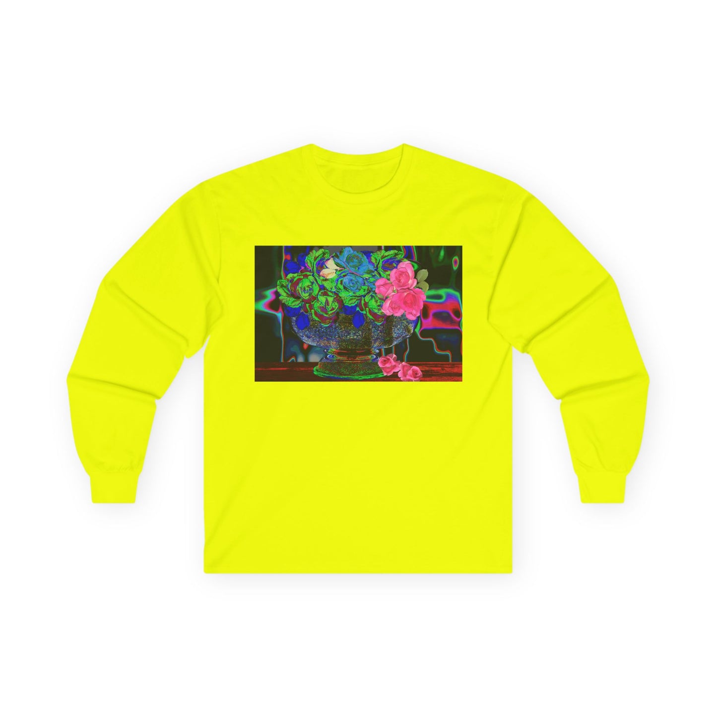 Vibrant Hybrid Floral Long Sleeve Tee, Artistic Apparel, Gift for Flower Lovers, Unique Graphic Tee, Colorful Fashion Statement, Perfect for Spring