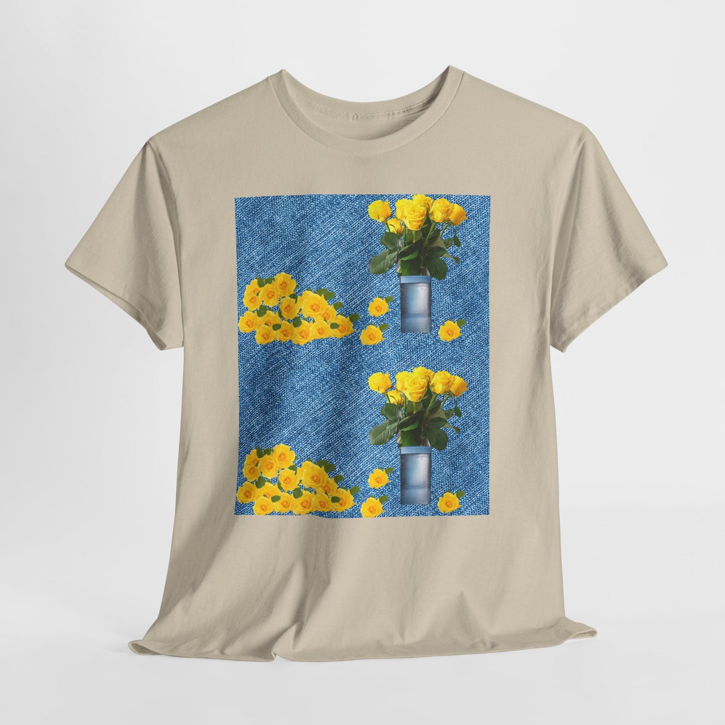 Sunflower double the pretty Bouquet Unisex Heavy Cotton Tee, Floral Graphic Tee, Casual Wear, Gift for Her, Summer Fashion, Eco-Friendly T-Shirt