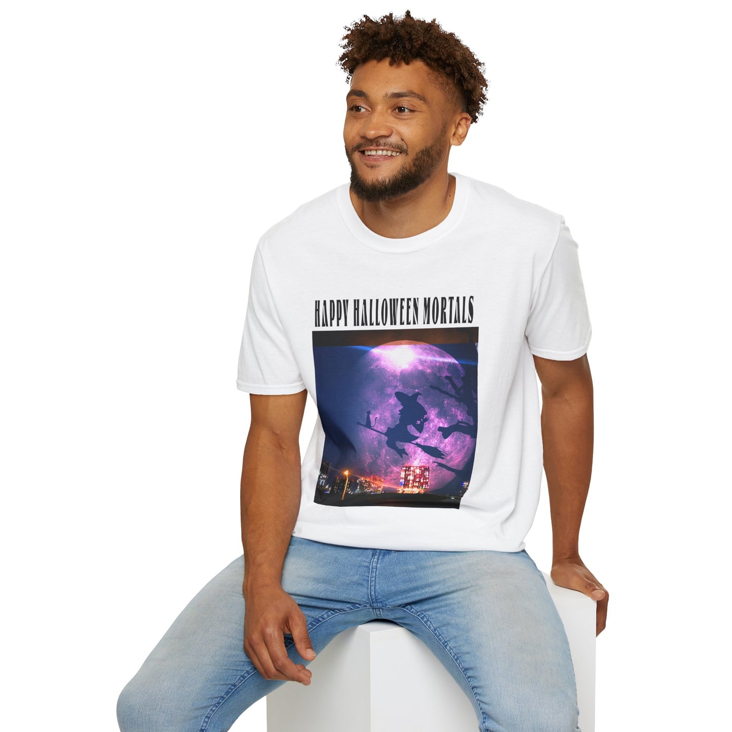 Halloween Graphic Tee, Witch Unisex Softstyle T-Shirt, Spooky Apparel, Trick or Treat Shirt, Halloween Gifts, Fall Fashion