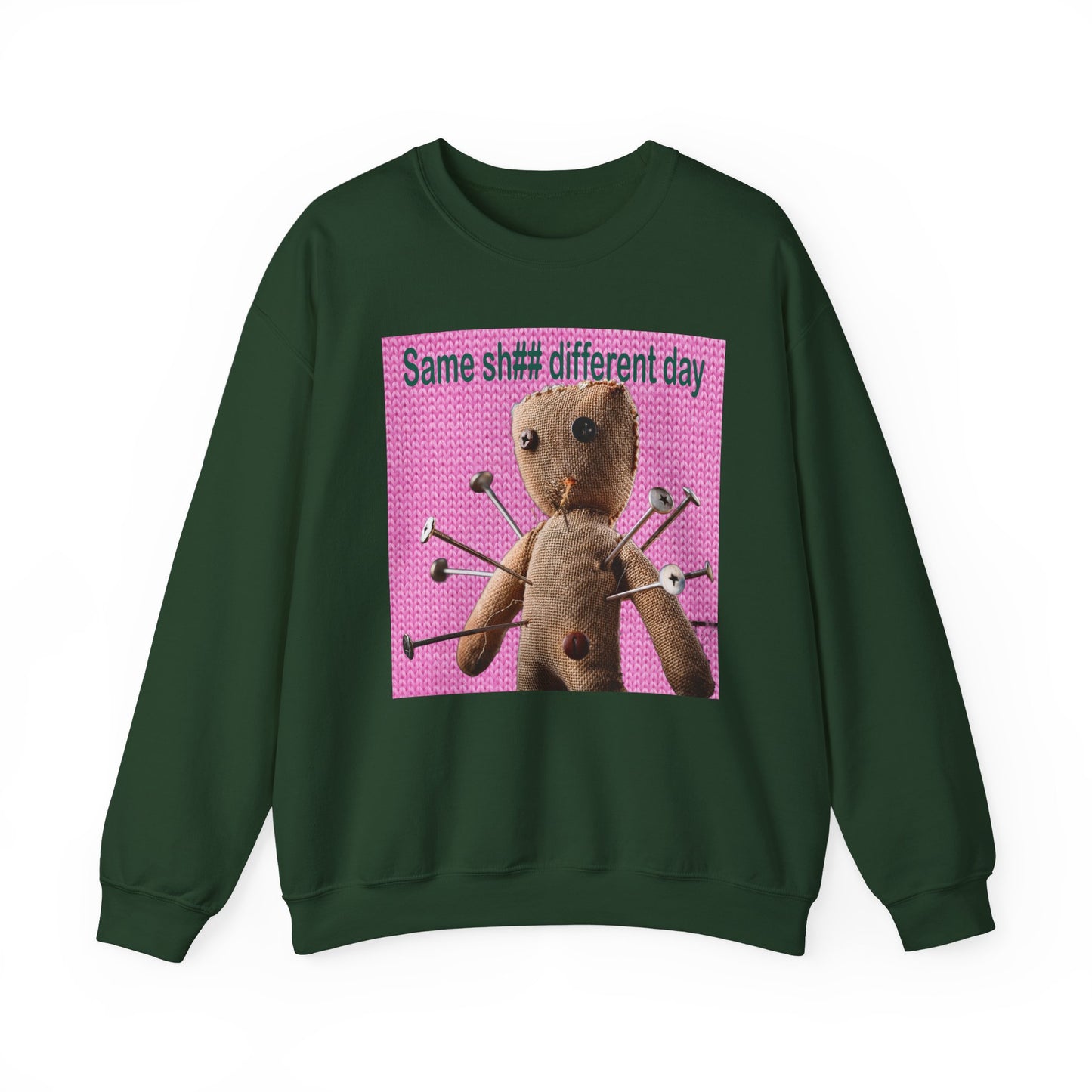 Voodoo Doll Funny Graphic Crewneck Sweatshirt, Casual Everyday Wear, Perfect Gift for Friends & Family, Humor, Quirky Style, Unisex