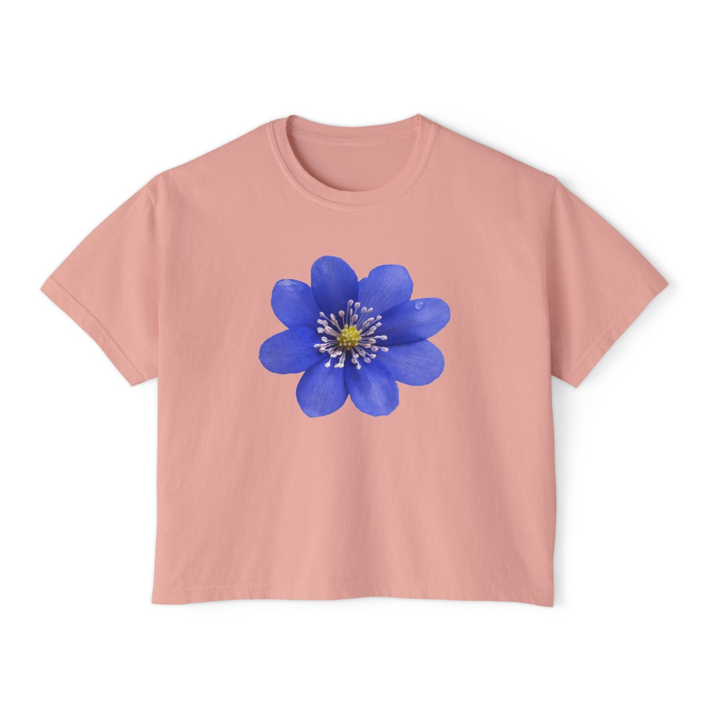 Botanical Women's Boxy Tee, Floral Crop Top, Casual Summer Wear, Gift for Her, Nature Lover Shirt