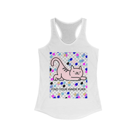 Cat Lover Racerback Tank, Find Your Inner Purr Shirt, Cute Cat Tank Top, Gift for Cat Moms, Summer Workout Gear, Pet Lover Apparel