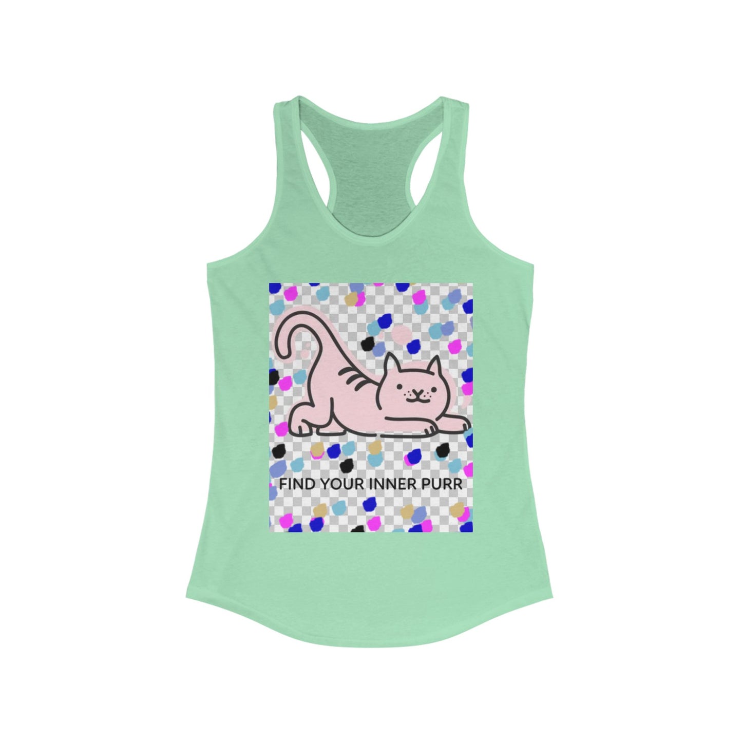 Cat Lover Racerback Tank, Find Your Inner Purr Shirt, Cute Cat Tank Top, Gift for Cat Moms, Summer Workout Gear, Pet Lover Apparel