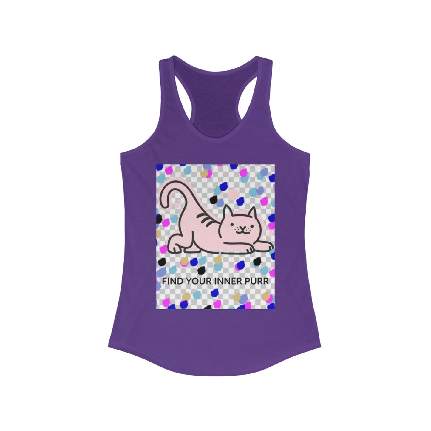 Cat Lover Racerback Tank, Find Your Inner Purr Shirt, Cute Cat Tank Top, Gift for Cat Moms, Summer Workout Gear, Pet Lover Apparel