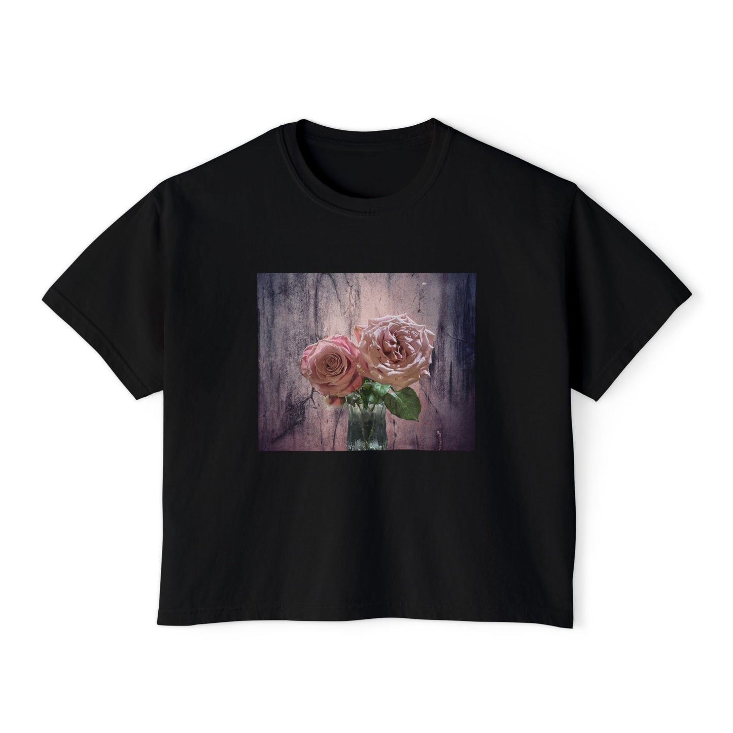 Floral Women's Boxy Tee, Casual Top, Gift for Her, Summer Style, Vintage Bloom Graphic Tee, Everyday Wear