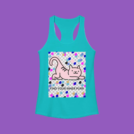 Cat Lover Racerback Tank, Find Your Inner Purr Shirt, Cute Cat Tank Top