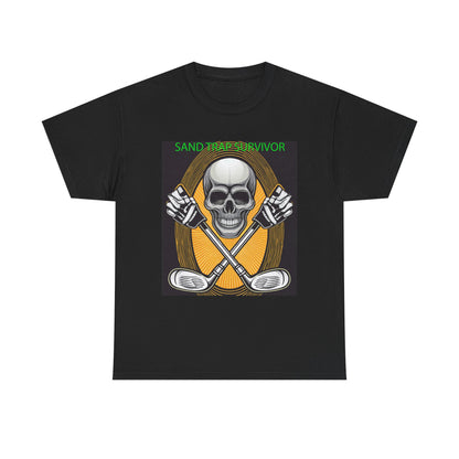 Golf Survivor Skull Tee, Unisex Heavy Cotton T-Shirt, Perfect Gift for Golf Lovers, Sports Apparel, Casual Wear, Skull Design