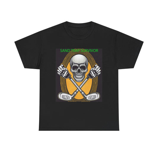Golf Survivor Skull Tee, Unisex Heavy Cotton T-Shirt, Perfect Gift for Golf Lovers, Sports Apparel, Casual Wear, Skull Design