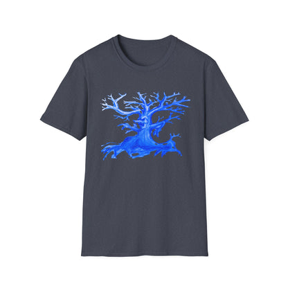 Artistic Animated Tree Design Unisex Softstyle T-Shirt | Eco-friendly Gift, Casual Wear, Nature Lover Tee, Perfect for Any Season