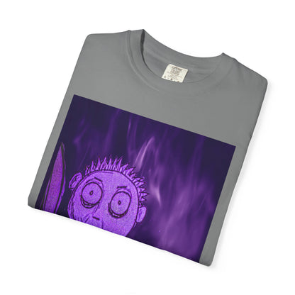 Horror Cartoon T-Shirt — Creepy Knife Kid with Broken Bunny Graphic