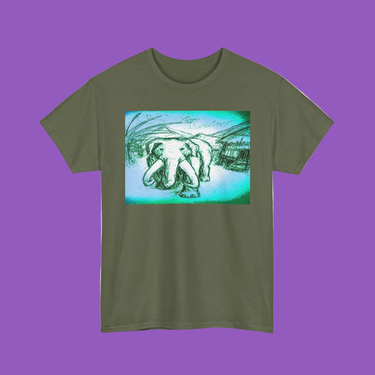 Artistic Elephant Unisex Cotton Tee - Unique Graphic Design