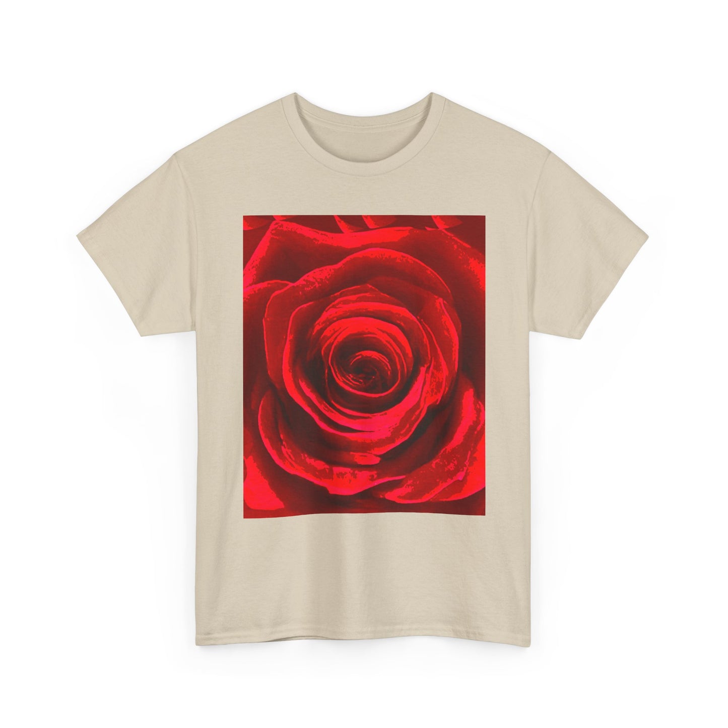 Romantic Rose Unisex Heavy Cotton Tee, Gift for Valentine's Day, Floral Shirt, Casual Wear, Love, Nature Lover Tee