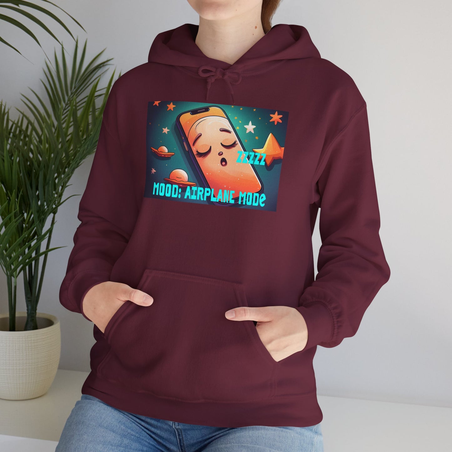 Hooded Sweatshirt - Airplane Mode Mood Sleeping Phone