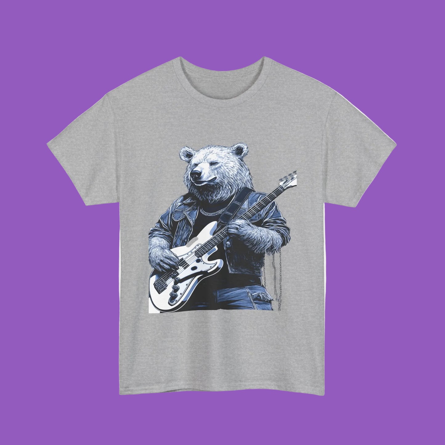 Bear Guitar Tee Drop That Bass — Vintage Rock Bear Graphic T-Shirt