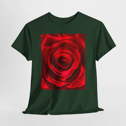 Romantic Rose Unisex Heavy Cotton Tee, Gift for Valentine's Day, Floral Shirt, Casual Wear, Love, Nature Lover Tee