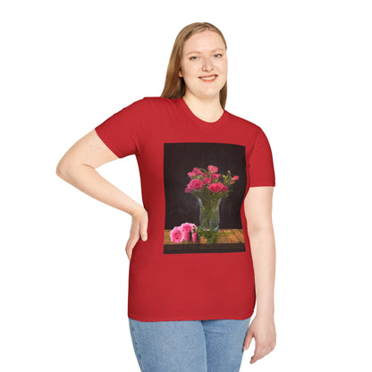 Floral Long Stemmed Red Roses Bouquet T-Shirt, Softstyle Tee Inspired by Nature, Gift for Garden Lovers, Spring/Summer Fashion, Flowers Design