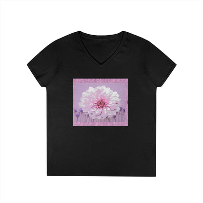 Floral V-Neck Tee — 'Sophie's Saturday' Pink Blossom Graphic