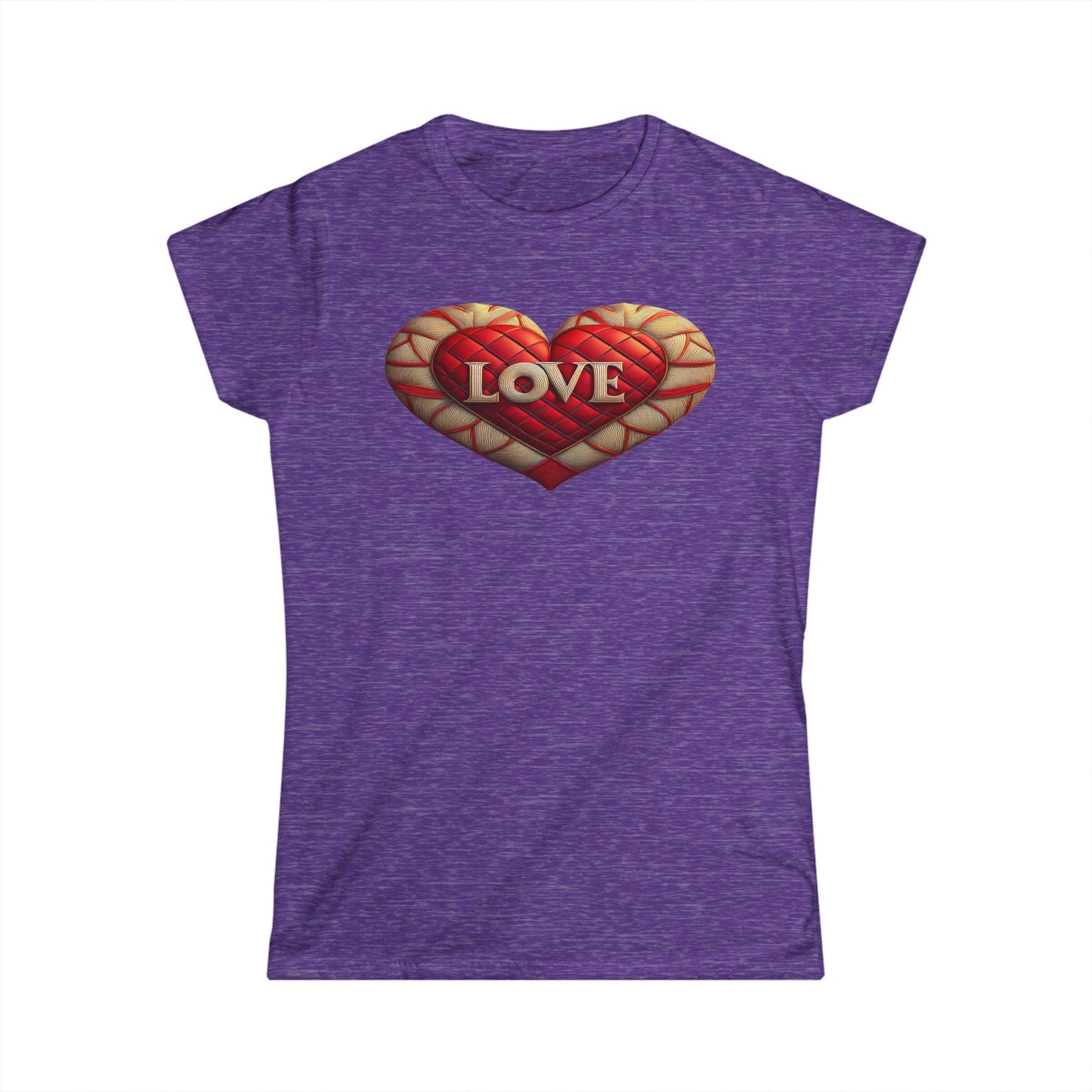 Women's Love Quilted Heart Tee — Red Quilted Heart "LOVE" Graphic Shirt
