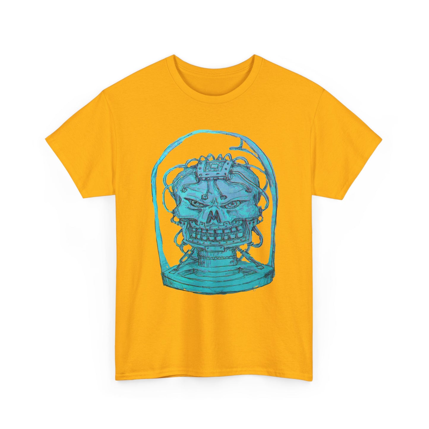 Vibrant Turquoise skull original design Unisex Heavy Cotton Tee