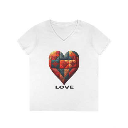 Love Patchwork Heart V-Neck Tee
