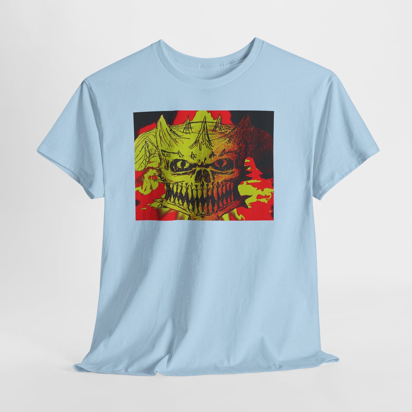 Skull Flame Graphic Tee — Neon Horror Skull T-Shirt